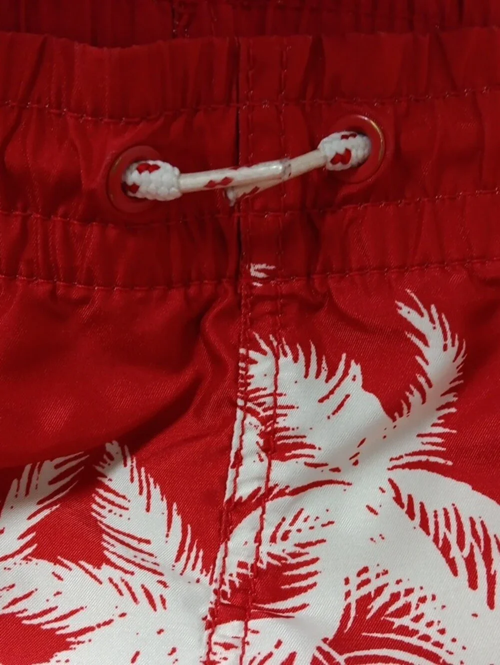 Old Navy Red, White & Blue Palm-Print Kids Swim Trunks